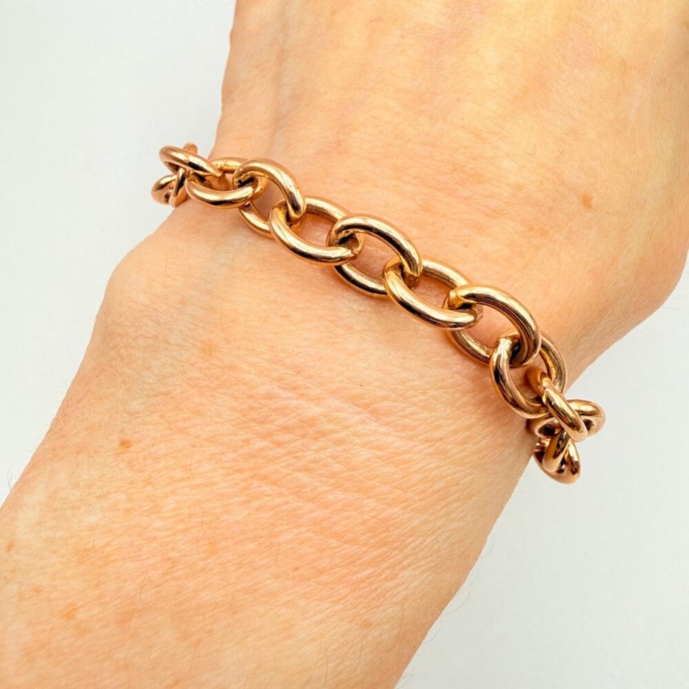 Vintage Signed Milor Bronze Italy Bronzo Italia Chain Bracelet Chunky Bold Cable